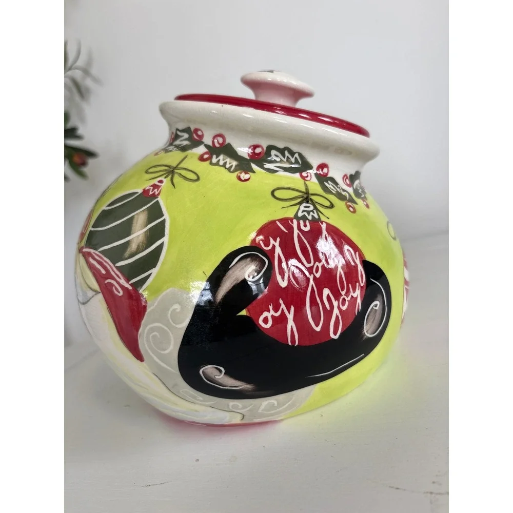 Vintage Claire Ware Christmas Santa Claus Ceramic Cookie Jar Lidded Canister